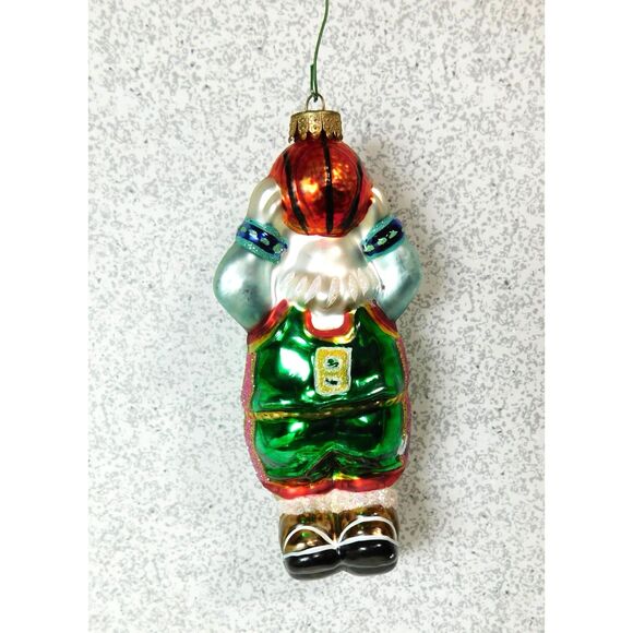 Basketball Santa Claus Christmas Ornament UT Marked Blown Glass - Picture 3 of 7